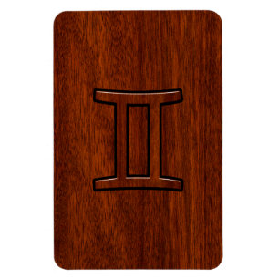 Gemini Zodiac Symbol op Mahogany als Decor Magneet