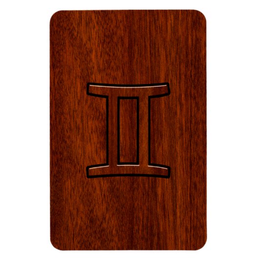 Gemini Zodiac Symbol op Mahogany als Decor Magneet (Verticaal)
