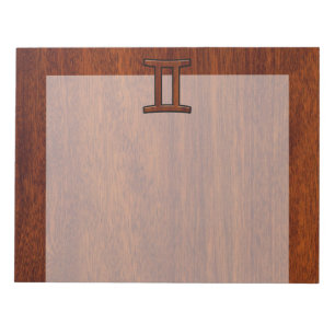Gemini Zodiac Symbol op Mahogany als Decor Notitieblok