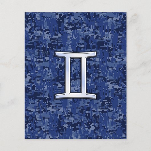 Gemini Zodiac Symbol op Navy Blue Digital Camo Flyer (Voorkant)