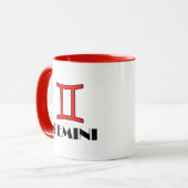 Gemini Zodiac Symbole Designer Mug en rouge (Devant gauche)