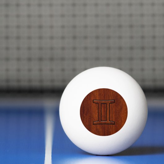 Gemini Zodiac Symbool op Mahogany als gedrukte tek Pingpongballen (Net)