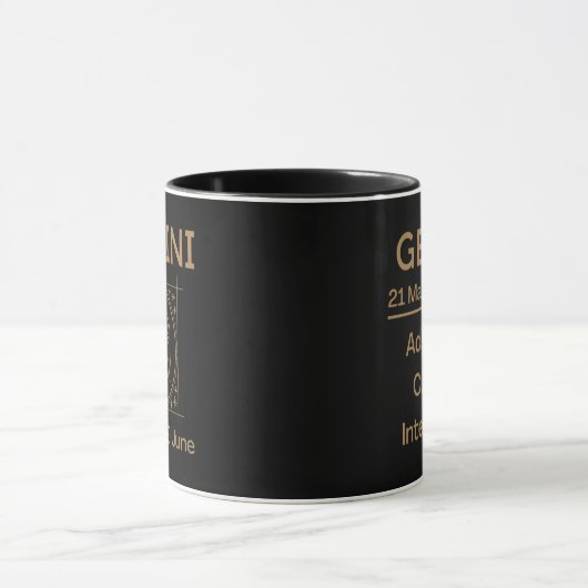 Gemini Zodiac Teken met Symbool en Eigenschappen Mok (Midden)