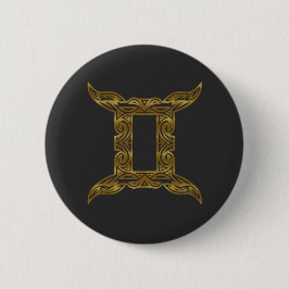 Gemini Zodiac - Tribal Gold Ronde Button 5,7 Cm