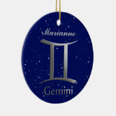 Gemini Zonneteken Symbool met Naam Keramisch Ornament (Rechts)