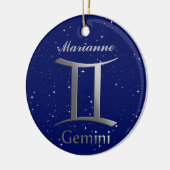 Gemini Zonneteken Symbool met Naam Keramisch Ornament (Links)