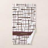Geminimaliseerd bruin lijnwerk gepersonaliseerd | handdoek (Handdoek)