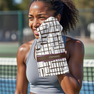 Geminimaliseerd bruin lijnwerk gepersonaliseerd |  handdoek