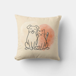 Geminimaliseerd waterverf honden- en kattenkussen kussen