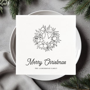 Geminimaliseerde Kerstkrans Lijntekening Persoonli Servet