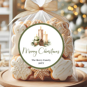 Geminimaliseerde neutrale kerstboom gepersonalisee ronde sticker