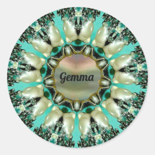 GEMMA ~ Helder Abstract patroon ~ Gepersonaliseerd Ronde Sticker