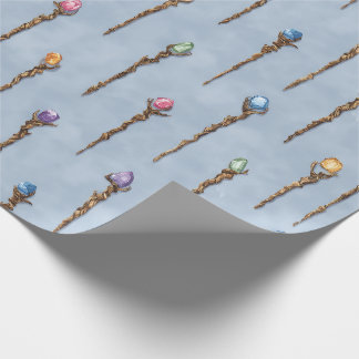 Gemmed Wizard Staves Wrapping Paper Cadeaupapier