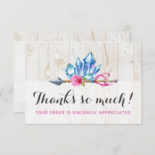 Gemmes de cristal bohème rustique et Merci de flèc (Devant / Derrière)