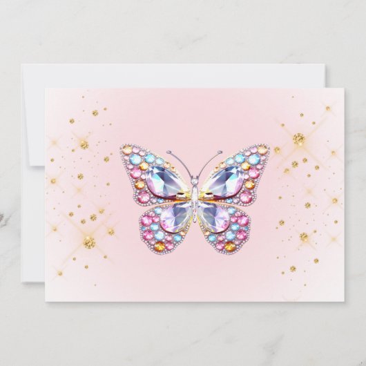 gemmes papillon design Anniversaire Invitation (Dos)
