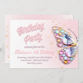 gemmes papillon design Anniversaire Invitation (Devant / Derrière)