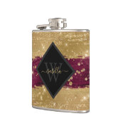 Gemoderniseerde moderne burgundy gouden script heupfles (Links)