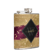 Gemoderniseerde moderne burgundy gouden script heupfles (Rechts)