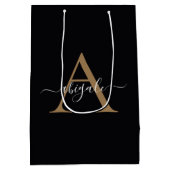 Gemonogrammeerd Goud Midnight Black | Minimal Eleg Medium Cadeauzakje (Achterkant)
