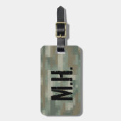 Gemonogrammeerde bagagelabel | Pixel camouflage (Voorkant verticaal)