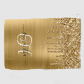 Gemonogrammeerde Goud Druppelende Glitters Golfhanddoek (Horizontaal)