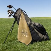Gemonogrammeerde Goud Druppelende Glitters Golfhanddoek (Groen)