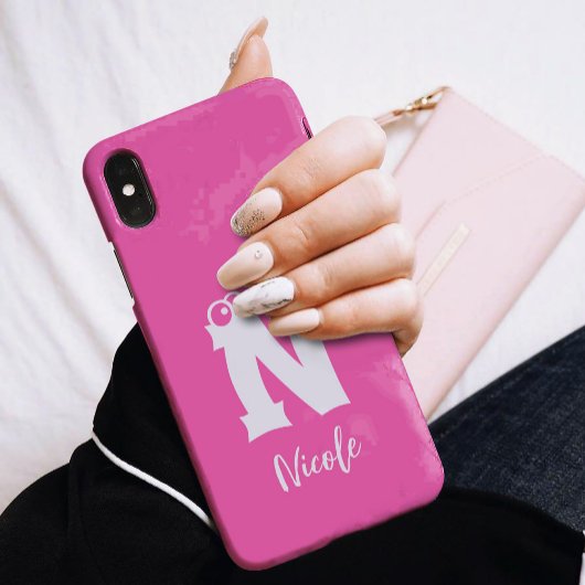 Gemonogrammeerde initiaal letter script naam roze Case-Mate iPhone case