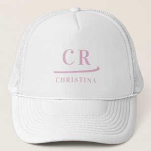 Gemonogrammeerde Initialen Naam Minimalistisch Roz Trucker Pet