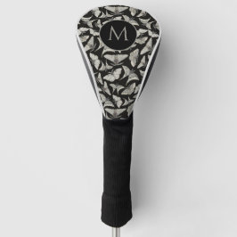 Gemonogrammeerde initiële zwarte beige mot insect golfheadcover