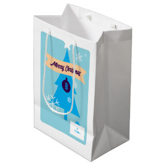 Gemonogrammeerde Kerst Iconen Blauwe Kerst  Medium Cadeauzakje