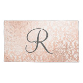 Gemonogrammeerde roze gouden damast kussensloop (Achterkant-Links)