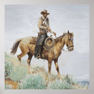 Gemonteerde ruiter Western Art door Edward Borein Poster