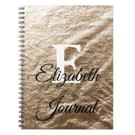 gemorste monogramtypografie goudpapier notitieboek (Voorkant)