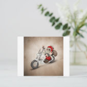 Gemotoriseerde kerstman feestdagenkaart (Staand voorkant)