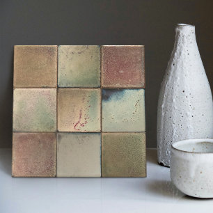 Gemottled gemarmerde aardtoonset van 9 wanddecor tegeltje