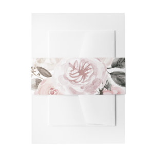 Gemoute Blush Pink Floral Donkere Waterverf Uitnodigingen Wikkel