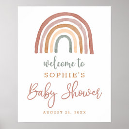 Gemoute Tones Boho Rainbow Baby shower Welkom Poster