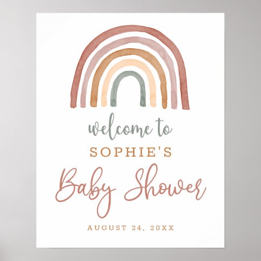 Gemoute Tones Boho Rainbow Baby shower Welkom Poster (Voorkant)
