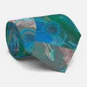 Gemstone Abstract Patroon Dark Blue Green Gem Stropdas (Opgerold)