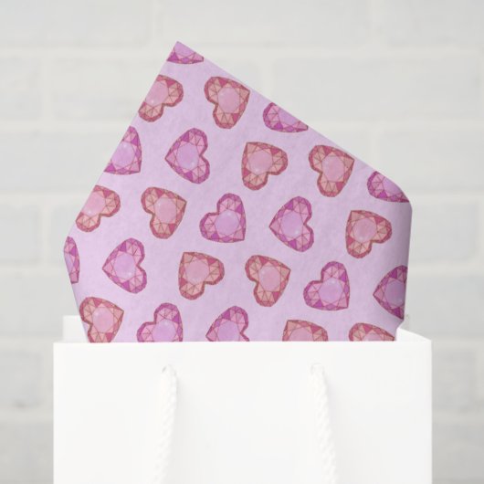 Gemstone Hearts Cute Pink Valentines Day Tissuepapier (Cadeauzakje)