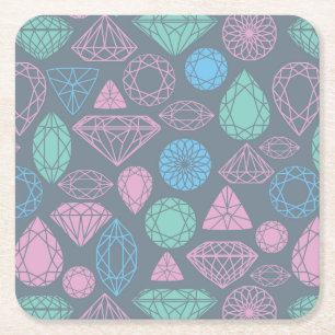 Gemstone Icon Pattern Vierkante Kartonnen Onderzetter