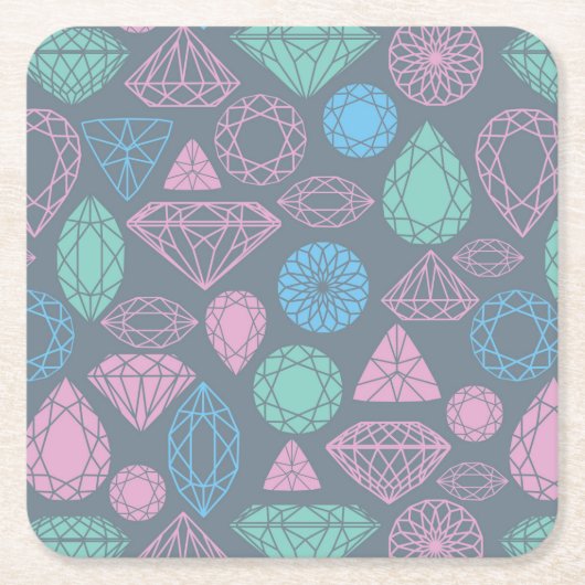 Gemstone Icon Pattern Vierkante Kartonnen Onderzetter (Voorkant)