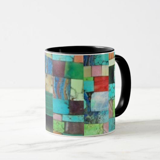 Gemstone Inlay Look Mosaic Mug Turquoise Opale (Devant droit)