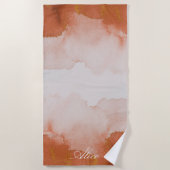 Gemstone oranje goudmonogram Beach Towel Strandlaken (Voorkant)