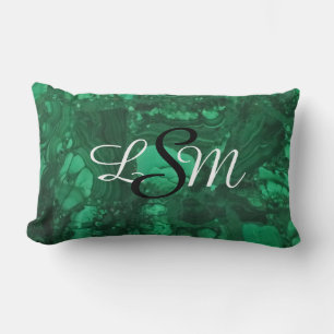 Gemstone Photo Bright Green Swirls Monogram Kussen