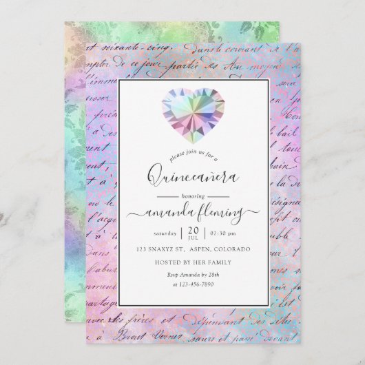 Gemstone Quinceañera Kaart (Voorkant / Achterkant)