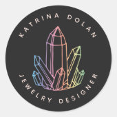 Gemstone Rainbow Quartz Crystal Business Logo Ronde Sticker (Voorkant)