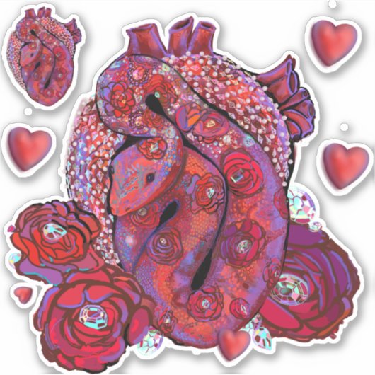 Gemstone Viper met Rozen en harten Sticker (Voorkant)