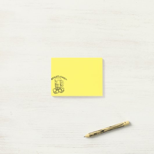 "Gemuetlichkeit" Post-it® Notes (Op bureau)