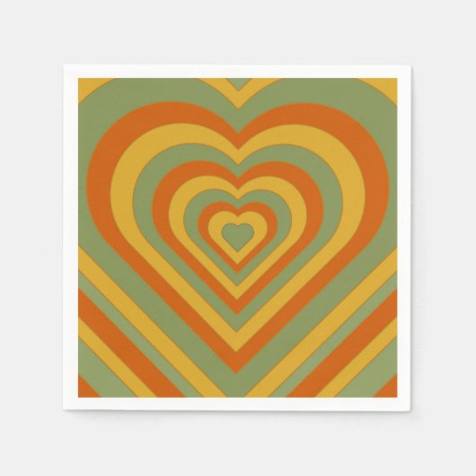 Gemuteerde groene Groovy Retro gelaagd hart Servet (Voorkant)